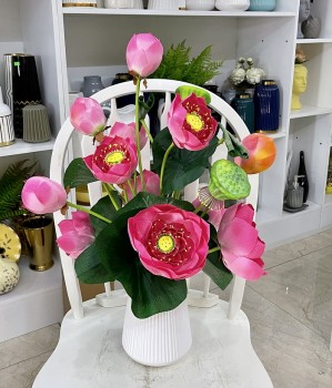 Bình hoa sen giả để bàn size trung