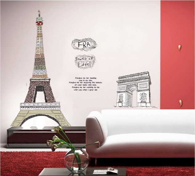 decal dán tường tháp effel