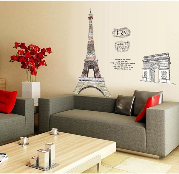 decal dán tường tháp eiffel