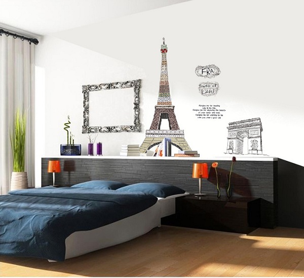 decal dán tường tháp eiffel