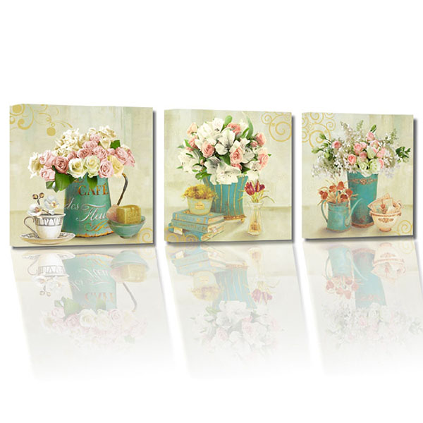 tranh hoa cổ điển 3 bức 02 đẹp sang trọng