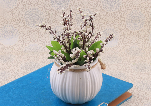 Chậu sứ hoa bi tròn nhỏ trắng