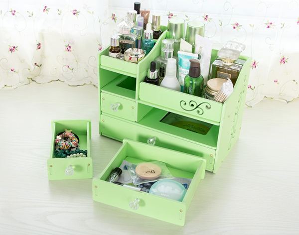 hộp đựng đồ trang sức 4 ngăn xanh