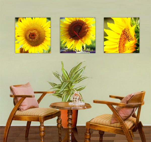 tranh đồng hồ hoa hướng dương rẻ đẹp